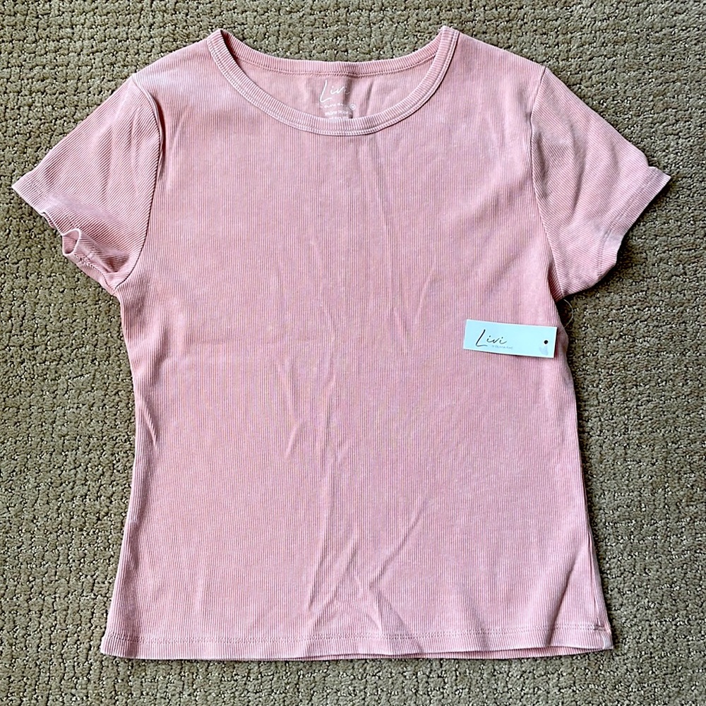 Light pink Livi by Olivia Rae ribbed shirt.